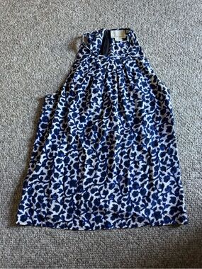 Cynthia Rowley Navy and White Halter Floral Tank Top